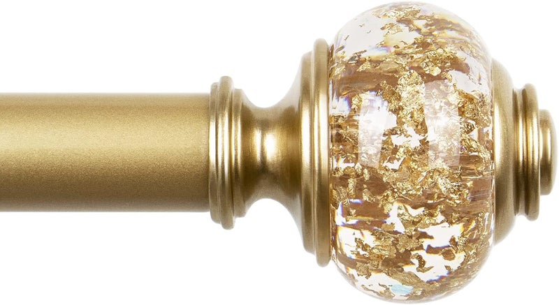 USFOOK 2 Pack Window Treatment Finials for 1 or 7/8 Inch Curtain Rods, Gold Drapery Rods Replacement Finials with M6 Screws(1/4 in), Translucent Finials Embedded with Gold Foil - Image 2